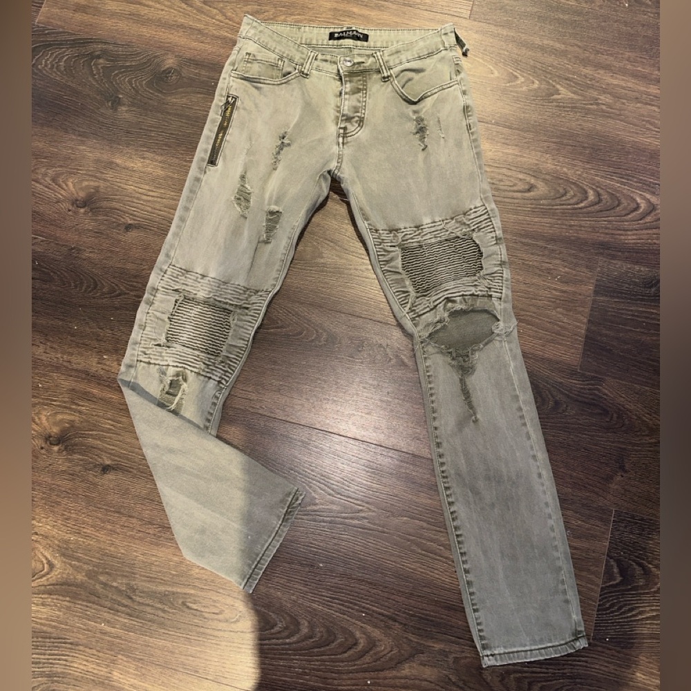 Balmain Biker Jeans – Olive